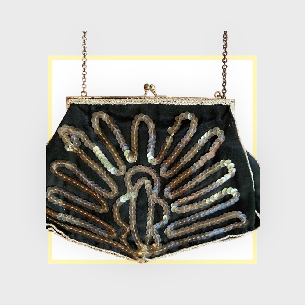 Vintage sequin and satin evening bag